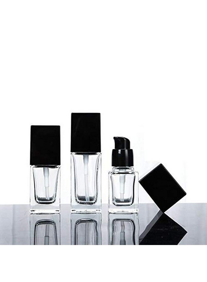 شينج زي 2 قطعة زجاجة مضخة قابلة لإعادة التعبئة، حاوية لوشن سفر زجاجية شفافة مربعة الشكل مع رأس مضخة أسود، موزع مستحضرات تجميل لمستحضرات التجميل ومستحلبات المطهر والزيوت الأساسية والسوائل وكريم الجسم - Image 5