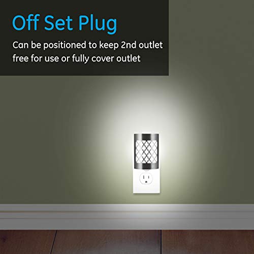GE CoverLite LED Night Light, Plug-In, Dusk to Dawn Sensor, Home Decor, LED Lights for Bedroom, Bathroom, Kitchen, Hallway, 2 Pack, 46815, Brushed Nickel | Moroccan - Image 4