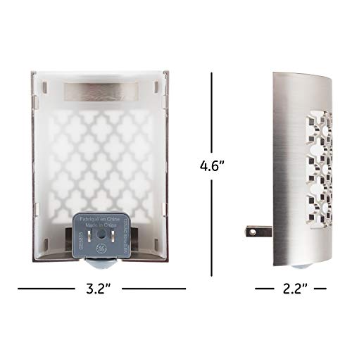 GE CoverLite LED Night Light, Plug-In, Dusk to Dawn Sensor, Home Decor, LED Lights for Bedroom, Bathroom, Kitchen, Hallway, 2 Pack, 46815, Brushed Nickel | Moroccan - Image 5