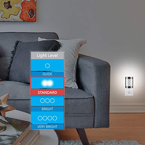 GE CoverLite LED Night Light, Plug-In, Dusk to Dawn Sensor, Home Decor, LED Lights for Bedroom, Bathroom, Kitchen, Hallway, 2 Pack, 46815, Brushed Nickel | Moroccan - Image 3