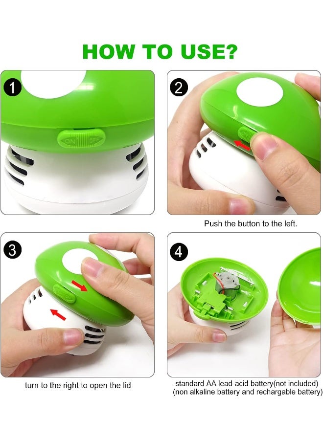 Gocomcom Honbay Mini Cute Table Dust Vaccum Cleaner, Mushroom Shaped New Portable Corner Desk Vaccum Cleaner Mini Cute Vacuum Cleaner Dust Sweeper (Green) - Image 3