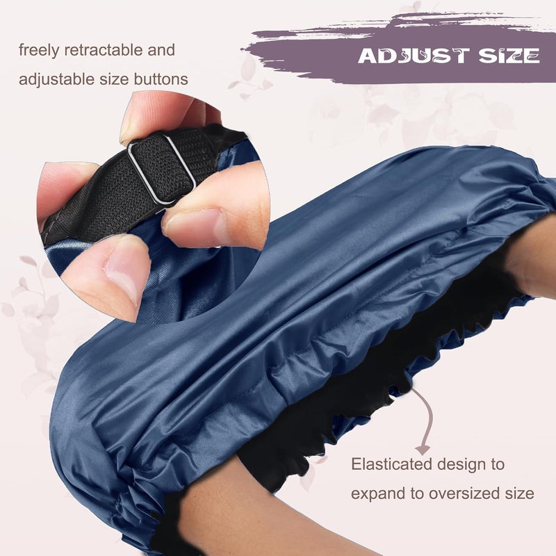 Amamba Shower Cap,100% Real Satin Lined Shower Cap,Extra Large Shower Cap for Women Reusable Waterproof,Adjustable Size&Long Hair Bath Caps - Image 4