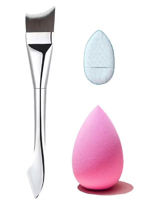 Gonegal Makeup All in One Soft Flat Foundation & concealer Brush With Finger & Big Sponge Puff. (Set Of-3) - Image 1