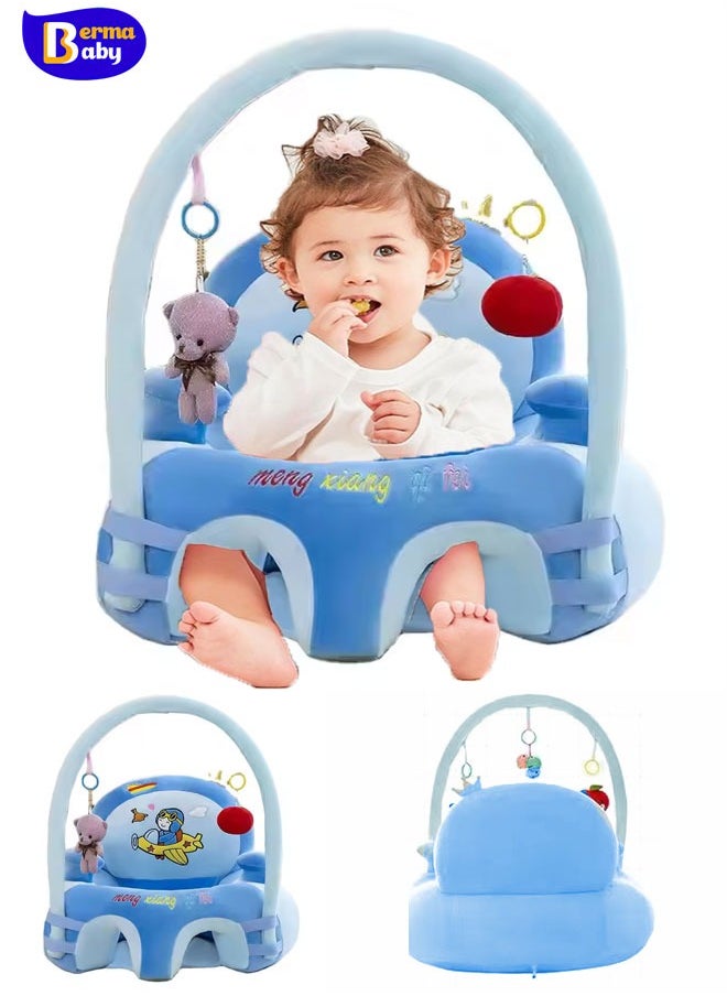 Berma Baby Baby Sitting Support Seat Sofa With Toys Rack, Infant Learning Chair PP Cotton Filling, Perfect Toddler Gift to Learn to Sit  - Image 1