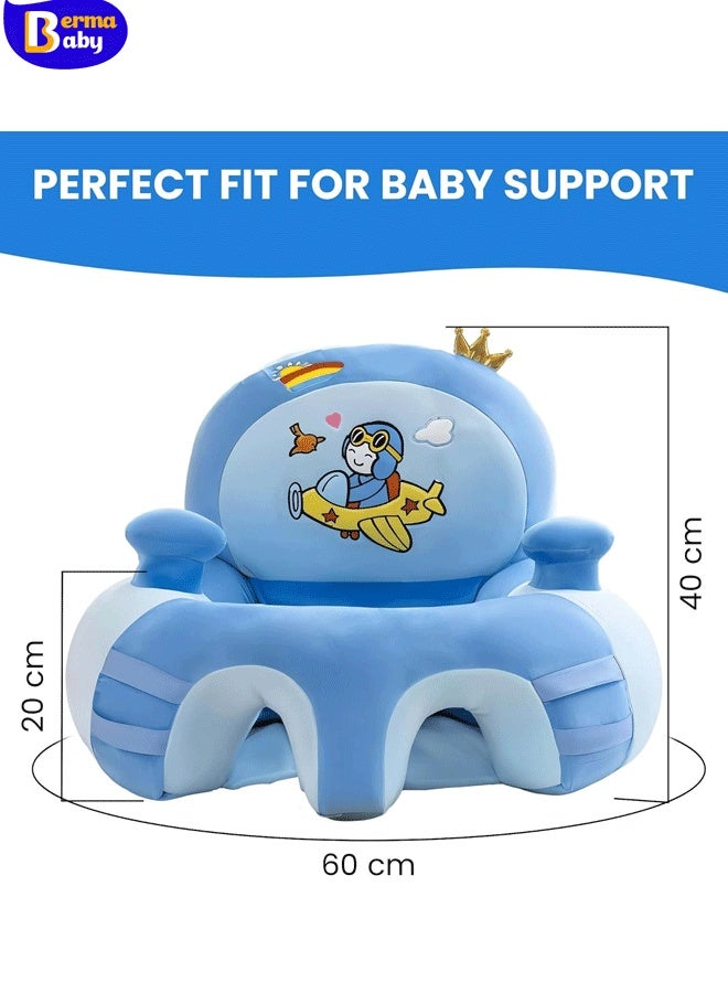 Berma Baby أريكة دعم للأطفال، كرسي جلوس للرضع، مقعد تعليمي وترفيهي تفاعلي قابل للتركيب والإزالة، مضاد للسقوط، كرسي أطفال للأطفال من عمر 6 أشهر فما فوق للجلوس الآمن (أزرق) - Image 2