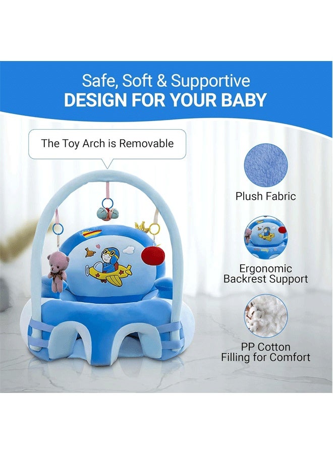 Berma Baby أريكة دعم للأطفال، كرسي جلوس للرضع، مقعد تعليمي وترفيهي تفاعلي قابل للتركيب والإزالة، مضاد للسقوط، كرسي أطفال للأطفال من عمر 6 أشهر فما فوق للجلوس الآمن (أزرق) - Image 3