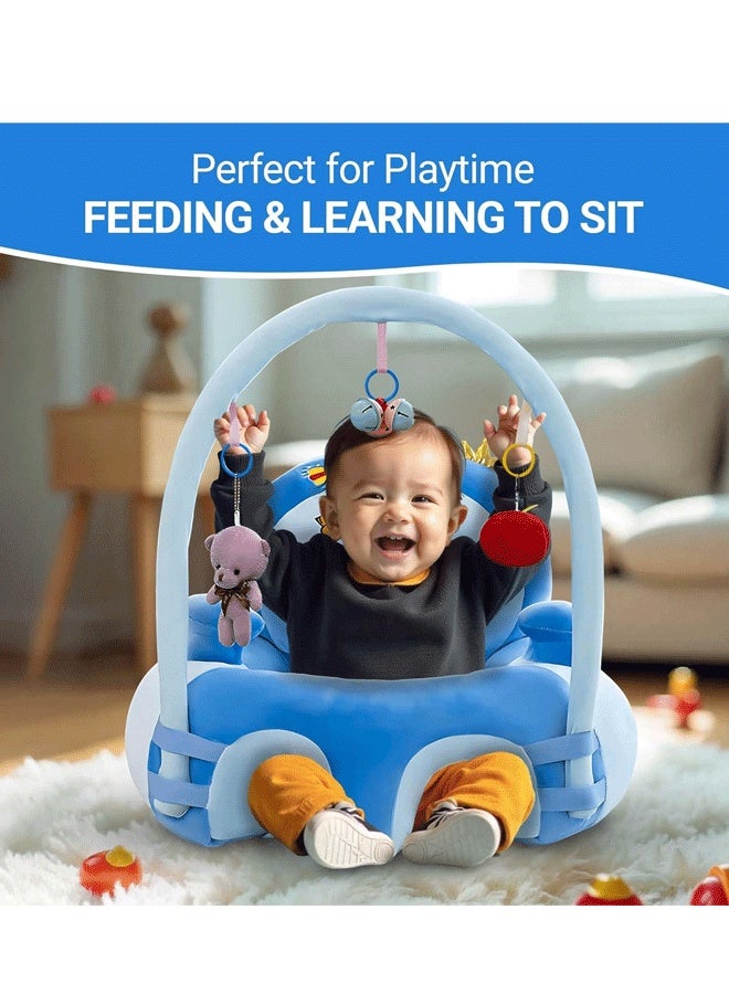 Berma Baby أريكة دعم للأطفال، كرسي جلوس للرضع، مقعد تعليمي وترفيهي تفاعلي قابل للتركيب والإزالة، مضاد للسقوط، كرسي أطفال للأطفال من عمر 6 أشهر فما فوق للجلوس الآمن (أزرق) - Image 4