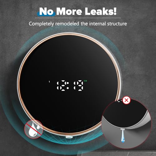 Monstake Automatic Soap Dispenser Liquid Bathroom: Wall Mount Rechargeable Touchless Adjustable Auto Smart Electric Plastic White Soap Dispenser with Clock - Kitchen - Hand Dish Lotion Couple Kids - Image 2