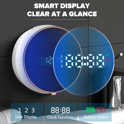 Monstake Automatic Soap Dispenser Liquid Bathroom: Wall Mount Rechargeable Touchless Adjustable Auto Smart Electric Plastic White Soap Dispenser with Clock - Kitchen - Hand Dish Lotion Couple Kids - Image 3