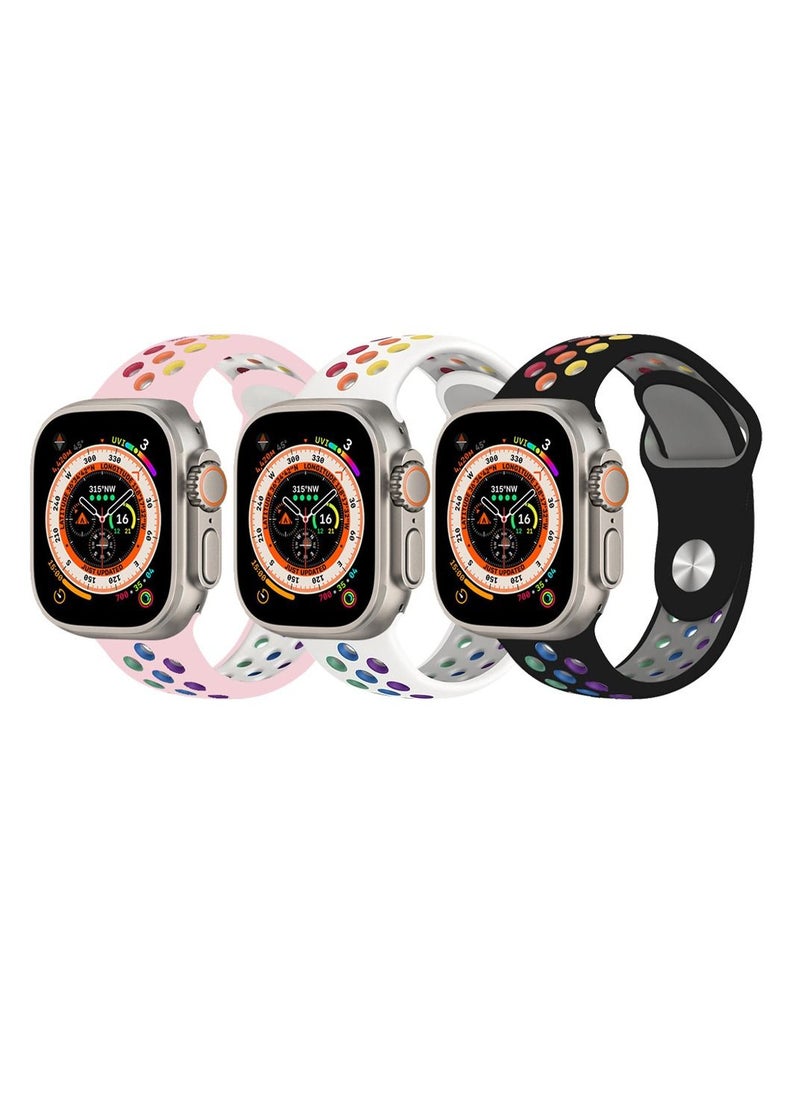 CATANES - 3 Pack For Apple Watch 49mm 45mm 44mm 42mm Silicone Sport Band Nike Strap Compatible With iWatch Series Ultra/8/7/SE/6/5/4/3/2/1 - Image 1