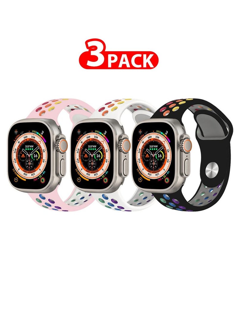 CATANES - 3 Pack For Apple Watch 49mm 45mm 44mm 42mm Silicone Sport Band Nike Strap Compatible With iWatch Series Ultra/8/7/SE/6/5/4/3/2/1 - Image 1