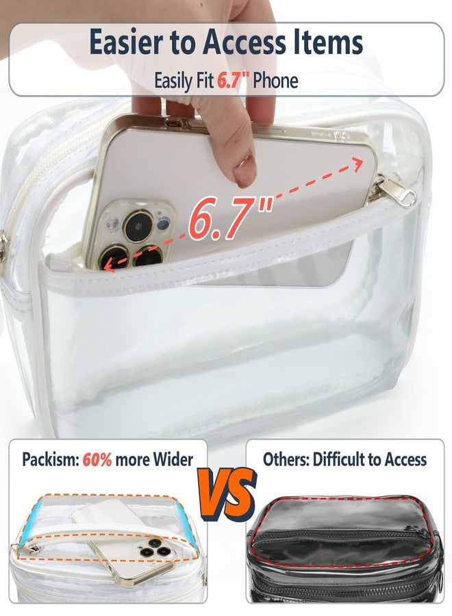 PACKISM Clear Fanny Pack Stadium Approved - Clear Belt Bag for Women Men Plus Size Transparent Waist Bag Crossbody with Adjustable Strap for Concerts, Sports, Events, Festivals,Travel, White, - Image 5