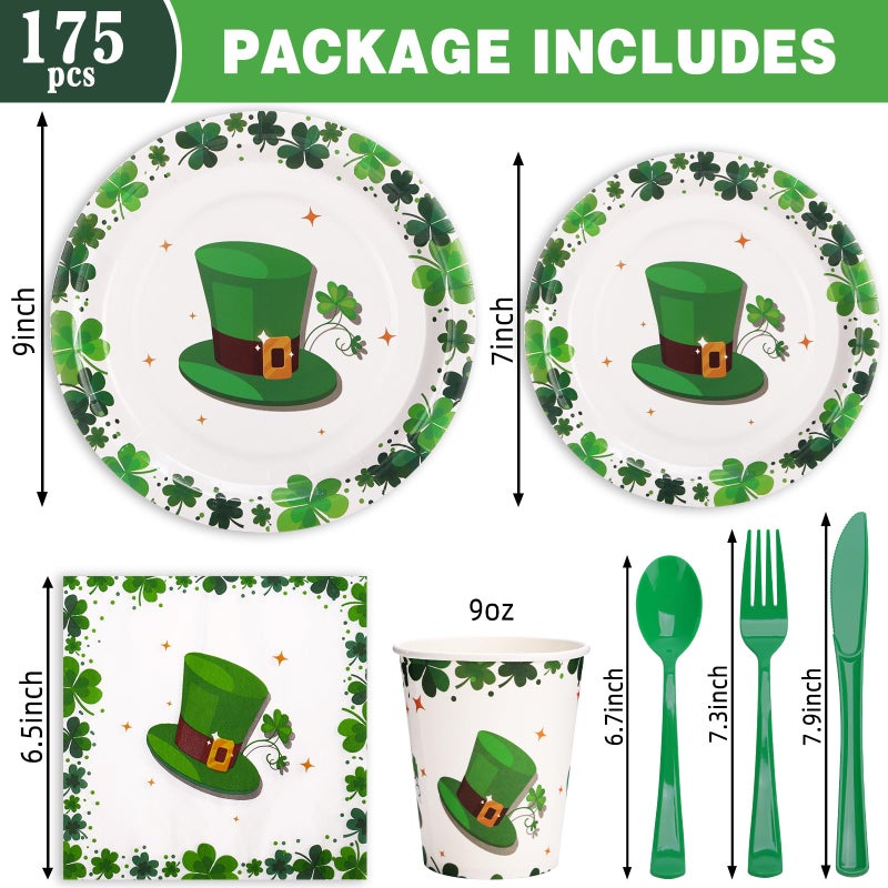 LOOWVY 175PCS St Patricks Day Plates and Napkins Set-St Patricks Day Party Supplies for St Patricks Day Decorations - Image 2