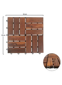 HOME TASTE Wooden Decking Tiles - Hardwood Wood Flooring Deck Wood Decking Tiles, Floor Tiles, Office Floor Tiles, Home Floor Tiles, Diy Tiles, Garden Tile 10 Pcs  - Image 2