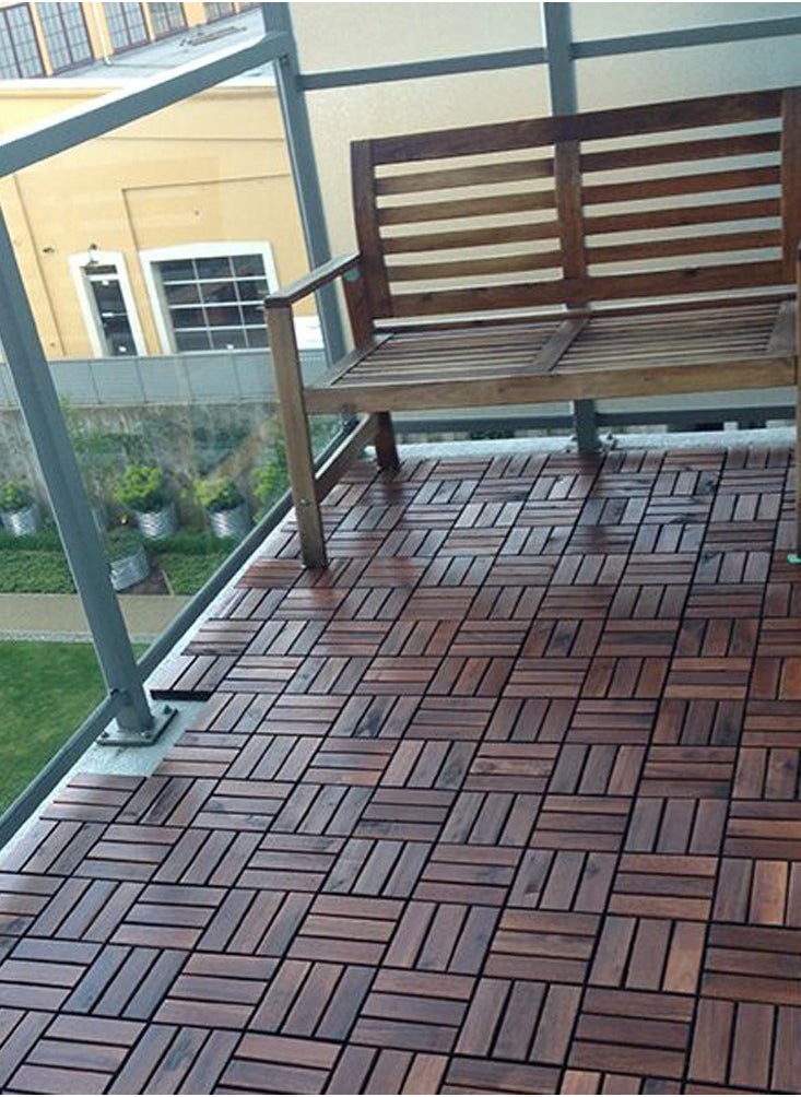 HOME TASTE Wooden Decking Tiles - Hardwood Wood Flooring Deck Wood Decking Tiles, Floor Tiles, Office Floor Tiles, Home Floor Tiles, Diy Tiles, Garden Tile 10 Pcs  - Image 3