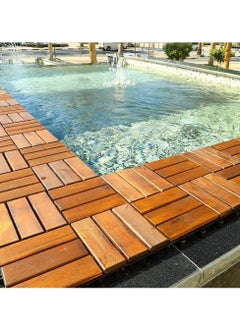 HOME TASTE Wooden Decking Tiles - Hardwood Wood Flooring Deck Wood Decking Tiles, Floor Tiles, Office Floor Tiles, Home Floor Tiles, Diy Tiles, Garden Tile 10 Pcs  - Image 5
