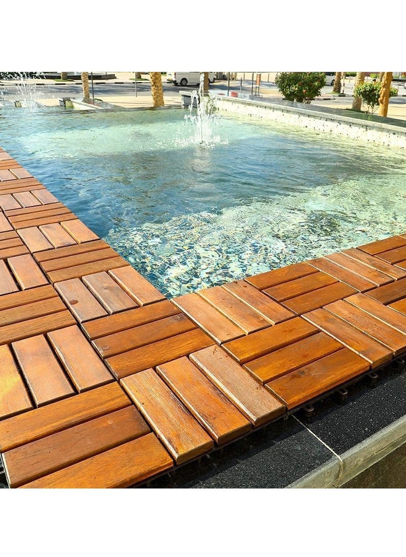 HOME TASTE Wooden Decking Tiles - Hardwood Wood Flooring Deck Wood Decking Tiles, Floor Tiles, Office Floor Tiles, Home Floor Tiles, Diy Tiles, Garden Tile 10 Pcs  - Image 5
