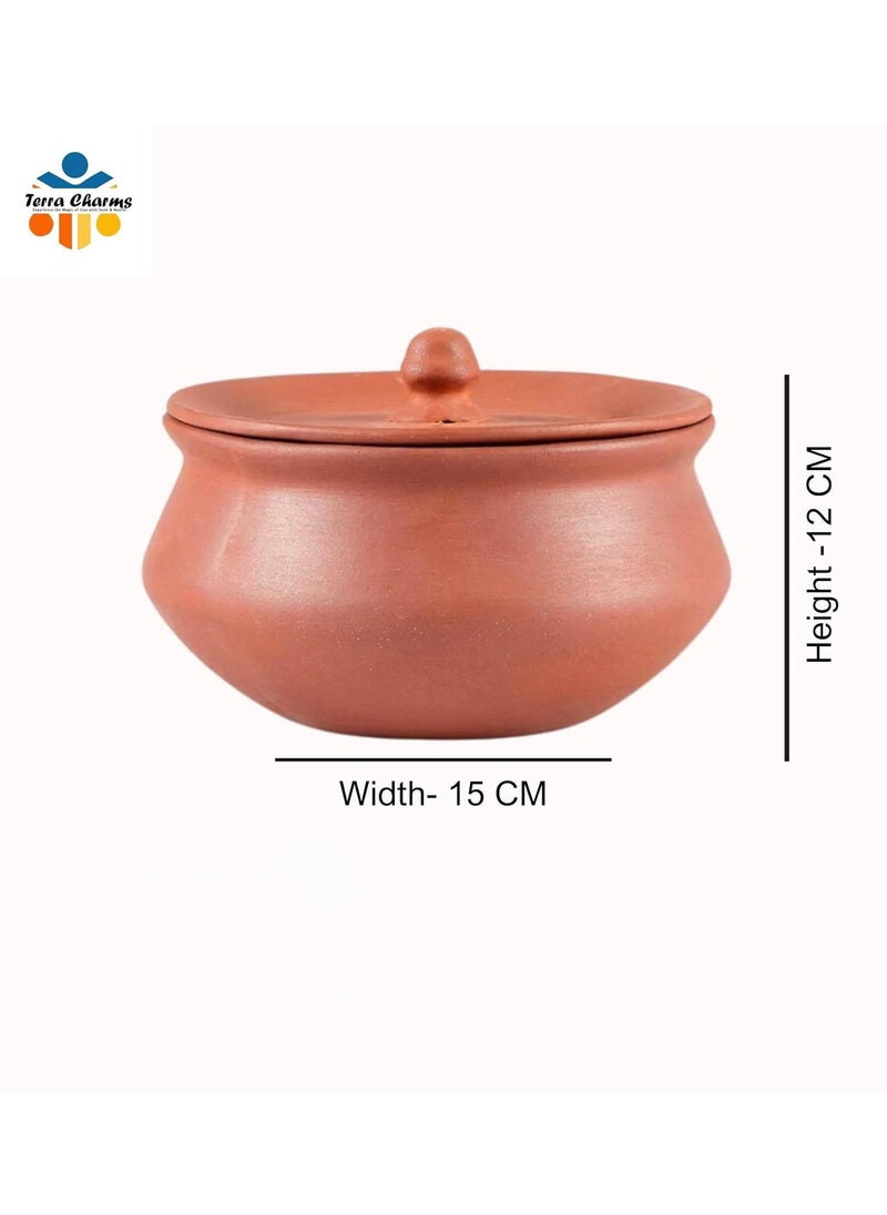 Terra Charms Terra Charms Clay Handi for Krishna Janmastami Special Handi Terracotta Clay Pot Cooking Serving Makhan Mishari Serving Cooking Pot Hand Craft Making Curd Bowl Pack of 1Pcs in 1800ML Large  - Image 3