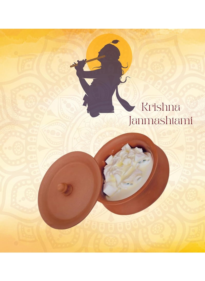 Terra Charms Terra Charms Clay Handi for Krishna Janmastami Special Handi Terracotta Clay Pot Cooking Serving Makhan Mishari Serving Cooking Pot Hand Craft Making Curd Bowl Pack of 1Pcs in 1800ML Large  - Image 4