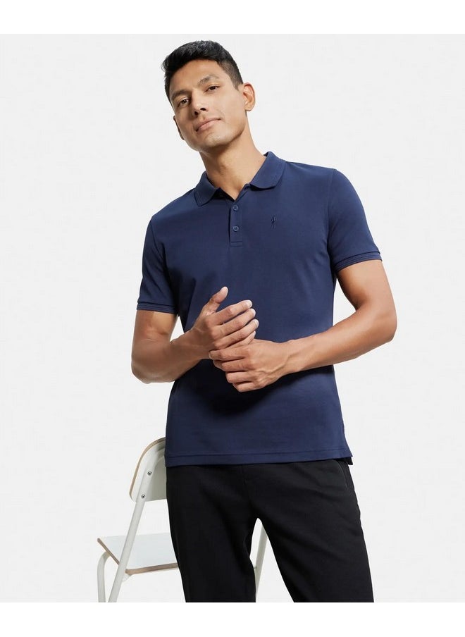 JOCKEY - Jockey Men's Solid Regular Fit Half Sleeved Polo T-Shirt (3912_Pack of 1_Navy XXL) - Image 1