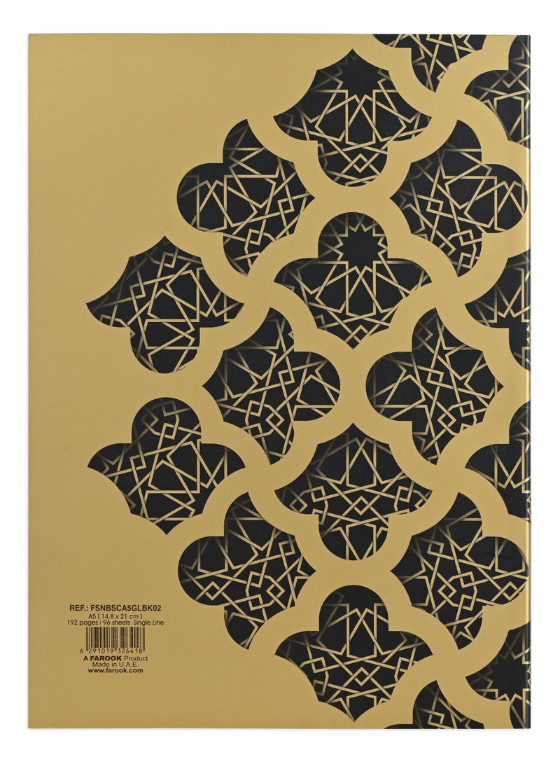 FIS FIS® Notebook Soft Cover, A5 Size(14.8x21cm), 2 Quire, 192 Pages, 96 Sheets, Single Line Ruling, Golden/Black, Packet of 5 Pieces, Design 2 - FSNBSCA5GLBK02 - Image 5