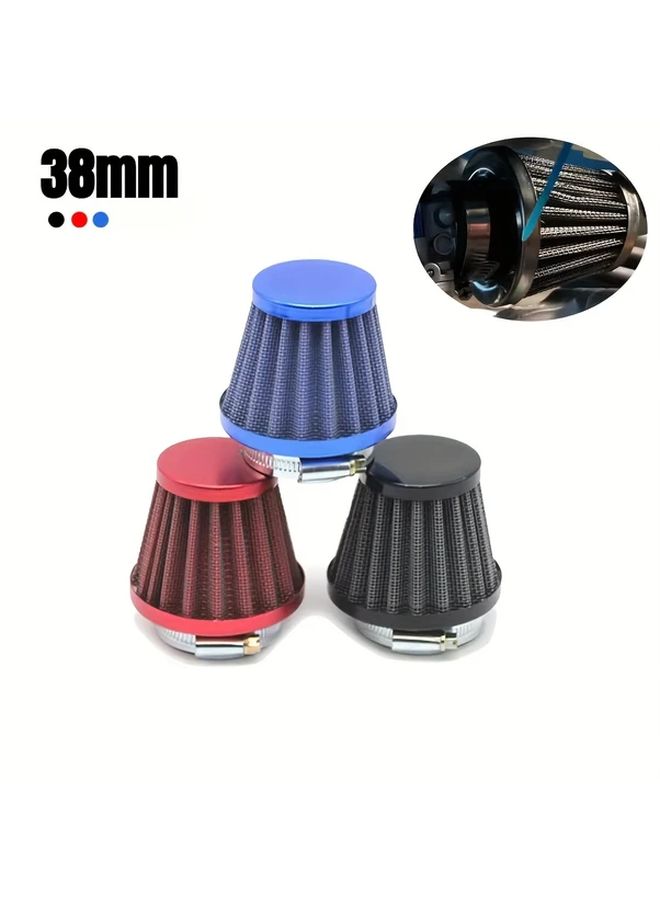 Black 38mm Motorcycle Air Filter Round Tapered Clamp High Density Media Enhanced Horsepower Engine Protection Fit Most Motorcycles - Image 2