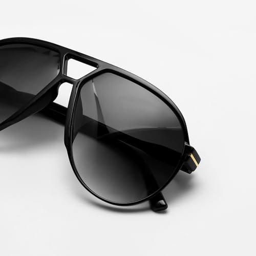 GUVIVI Retro Aviator Sunglasses for Women Men Oversized Classic 70s Vintage Trendy Tangle Free Square Aviators Black Sun Glasses - Image 5