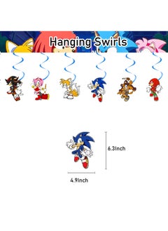 Zeemey Sonic Theme Balloon Set with Happy Birthday Banner,Cake Topper,Hanging Spins,Perfect for Graduation Baby Shower Birthday Bachelorette Party Backdrop Decoration,Suitable for Indoor and Outdoor  - Image 5