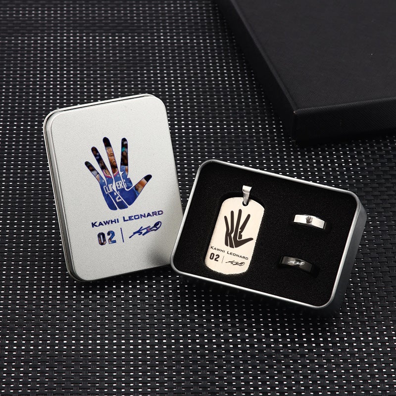 Generic Basketball Star Curry Titanium Necklace Ring Gift Set Leonard