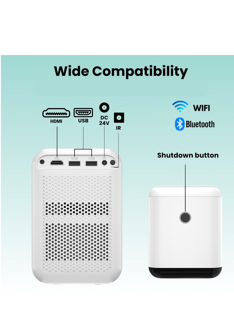 أيه بي جي 【أندرويد 11】جهاز عرض صغير  سينما منزلية 170 ANSI (BT 5 وWiFi 6) - تركيز تلقائي وكهربائي - جهاز عرض أفلام داخلي محمول - متوافق مع أجهزة أندرويد، وIOS، والتلفزيون، والأجهزة اللوحية - Image 2
