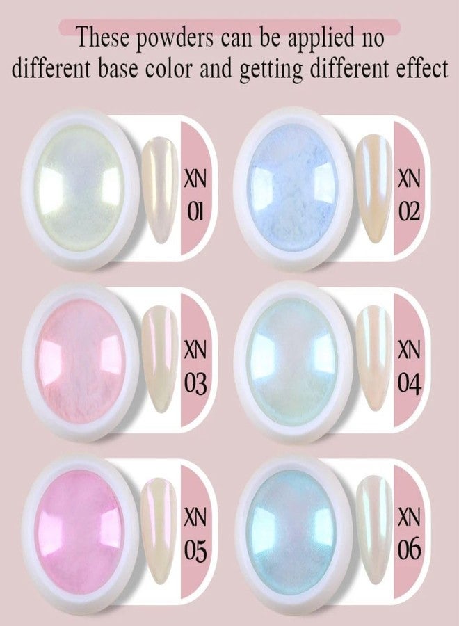 Brille Bee Metallic Chrome Nail Powder Set, Mirror Effect Nail Art Powder, Holographic Pigment Glitter Dust for Gel Polish Manicure Decoration with Eyeshadow Sticks (Mermaid Chrome) - Image 2