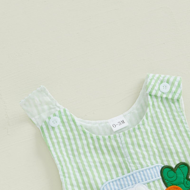 Thilsidee Infant Baby Boy Girl Easter Rabbit Jumpsuit Sleeveless Straps Romper Bib Pants One Piece Overalls Plaid Outfit (US, Age, 0 Months, 3 Months, C-Green) - Image 5