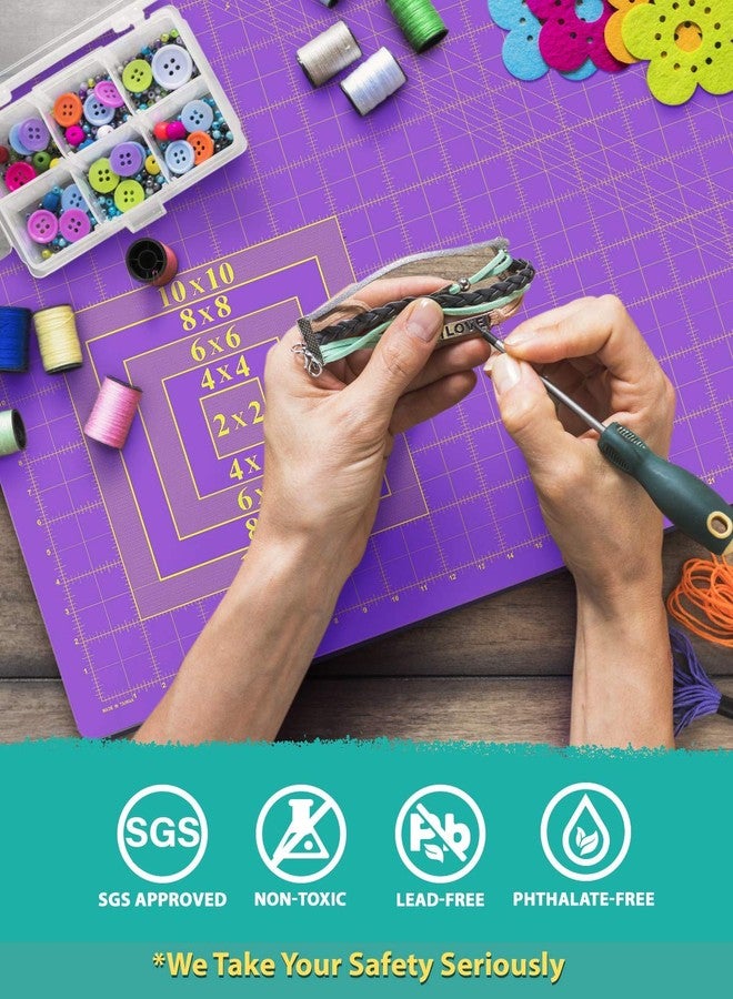 GOLDEN PLUS G+ Self-Healing Cutting Mat - True A4 9 x 12" (9 x 13" Full) Inches Purple/Black ; Self-Healing Double-Sided Durable Non-Slip Cutting Board for Crafts, Sewing, Fabric, Modeling and All Arts Projects - Image 4