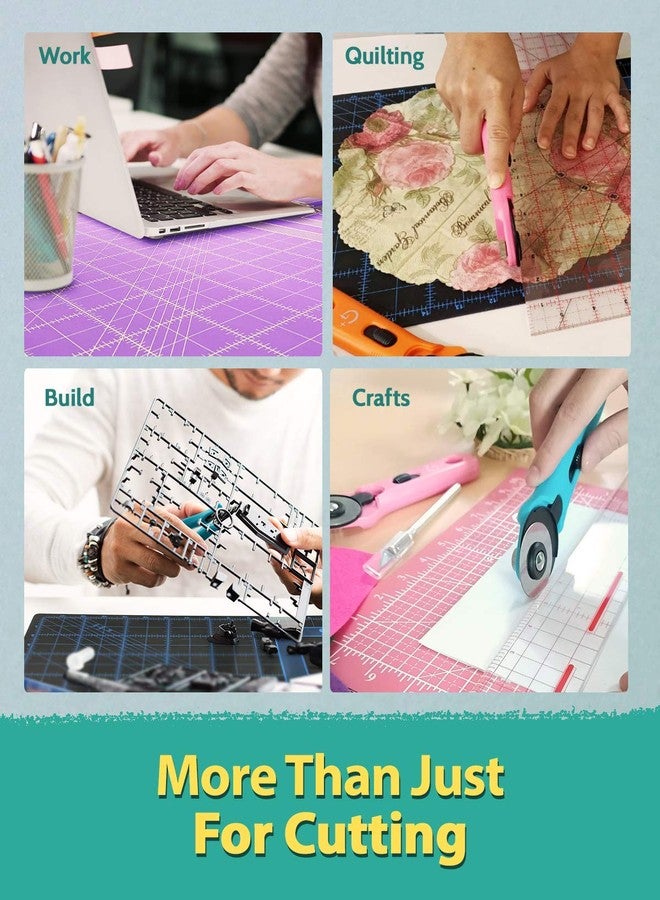 GOLDEN PLUS G+ Self-Healing Cutting Mat - True A4 9 x 12" (9 x 13" Full) Inches Purple/Black ; Self-Healing Double-Sided Durable Non-Slip Cutting Board for Crafts, Sewing, Fabric, Modeling and All Arts Projects - Image 5