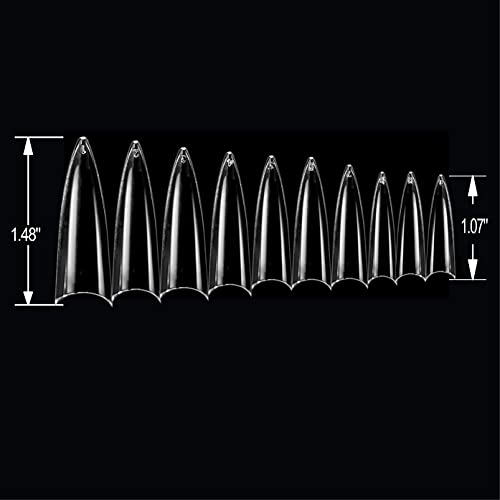 VIVACE Clear Long Stiletto 500pcs Artificial Fake Gel Nail Tips,10 Sizes With Clear Plastic Case For Nail Salon - Image 4
