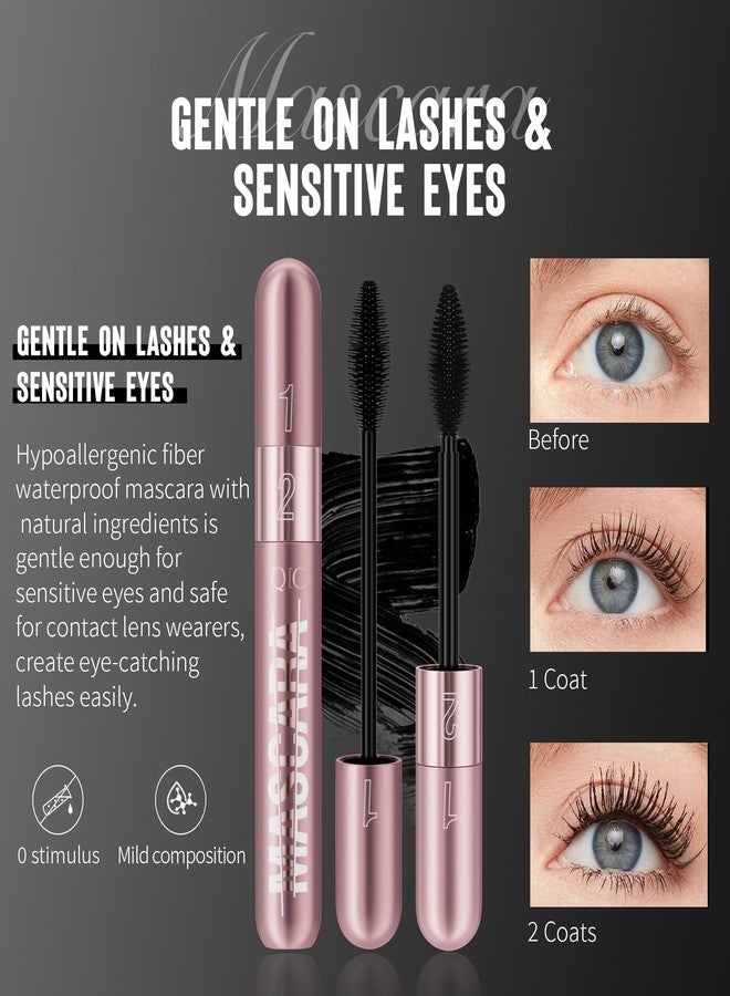 W3W 3 Pack 2in1 Mascara Set, 4D Silk Fiber Lash Mascara Volume and Length Waterproof Non Clumping Mascara Smudge Proof for Natural Eyelash Makeup - Image 3