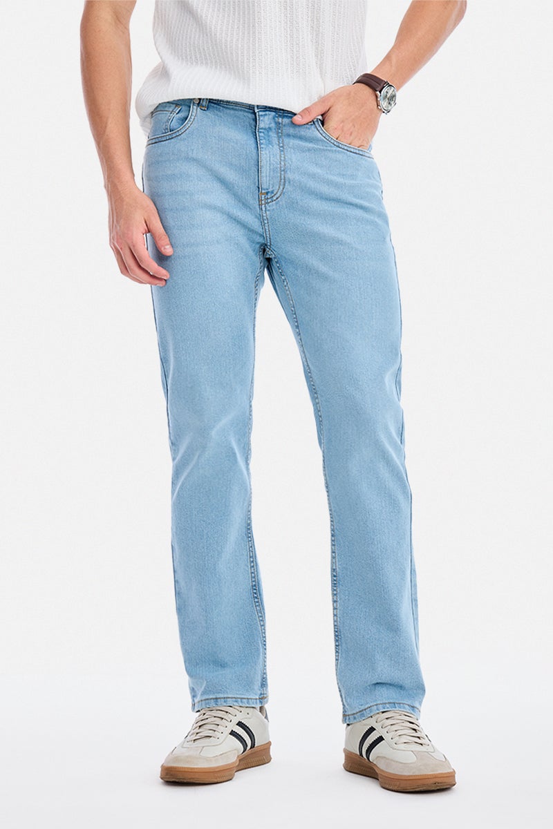 SNITCH Light Blue Solid Straight Fit Casual Jeans - Image 1