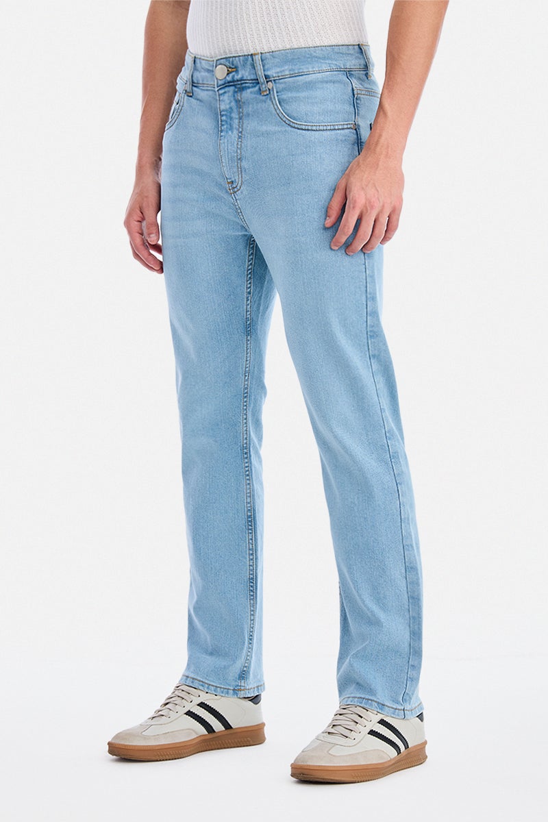 SNITCH Light Blue Solid Straight Fit Casual Jeans - Image 4