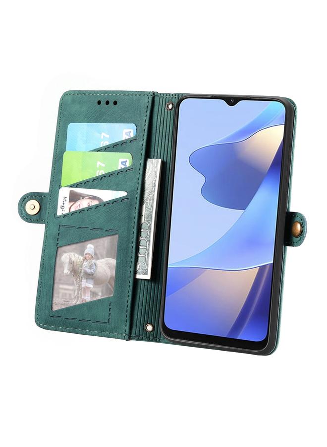 S-TOP Case For OPPO A16 Geometric Zipper Wallet Side Buckle Leather Phone Case - Image 3