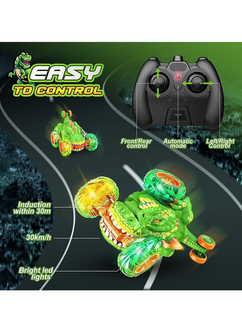 FLYHSO Rechargeable RC Stunt Car with 360 Flips 4WD Wheel with Bright Light Remote Control Cars Electric Toy Car Gift Birthday for Kids Fun Outdoor Toys  - Image 4