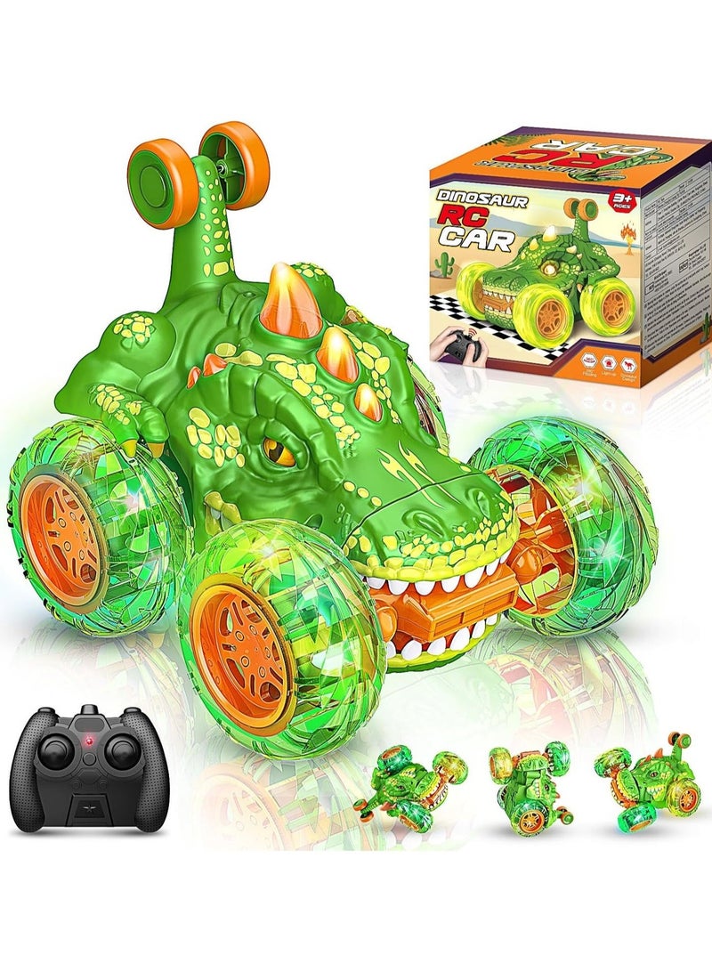 FLYHSO Rechargeable RC Stunt Car with 360 Flips 4WD Wheel with Bright Light Remote Control Cars Electric Toy Car Gift Birthday for Kids Fun Outdoor Toys - Image 1