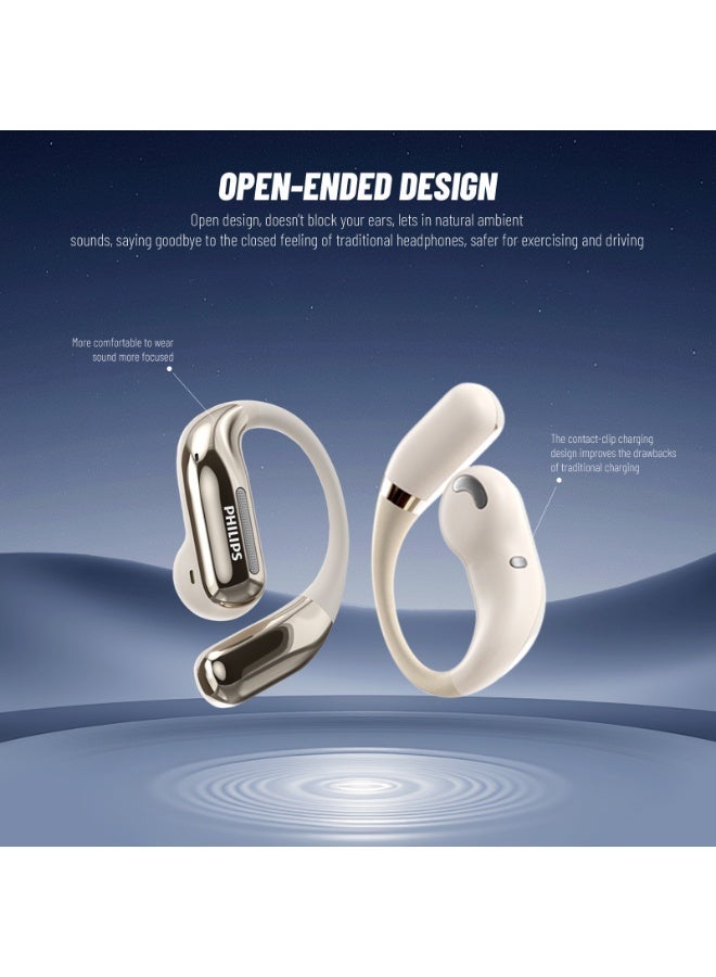 Philips TAQ2720, Earphone,True Open Ear Headphones,True Wireless Earbuds, Ear Hooks,Ultra-long Playtime, IP67 Water and Dust Proof with ANC,AI Call Noise Reduction,Sterling Sound, Secure Fit and Comfort, For Sports, Work White - Image 2