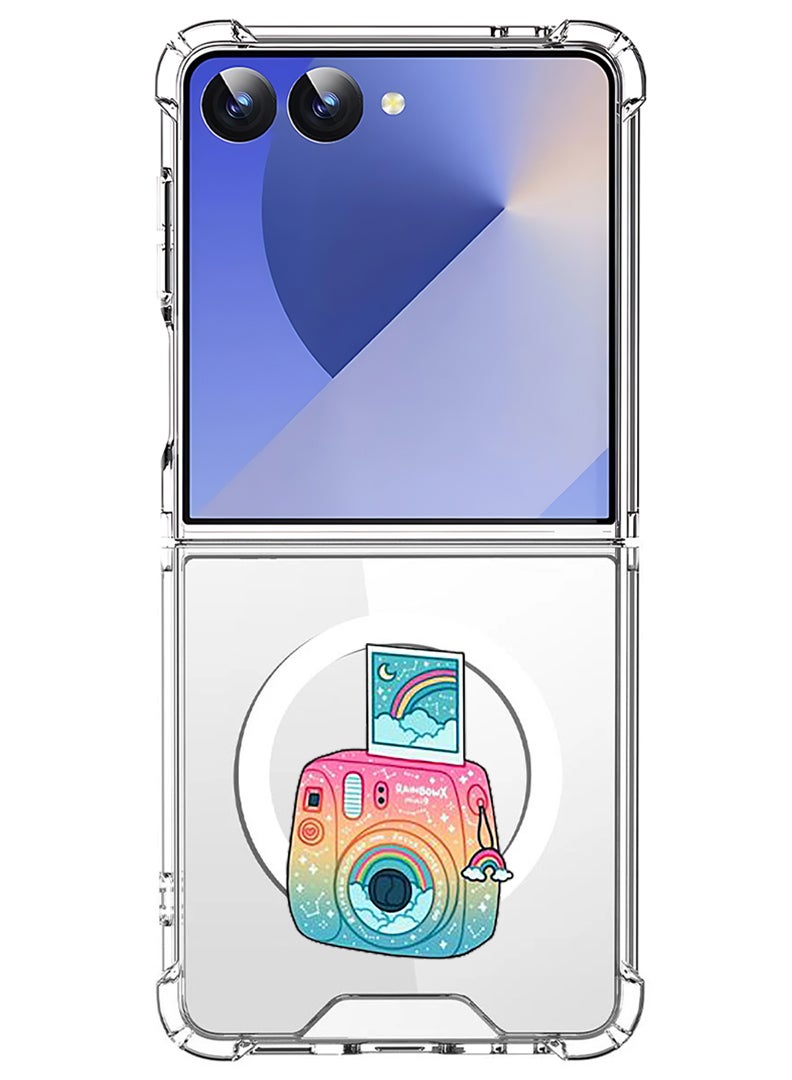 Theodor Magnetic Case for Samsung Galaxy Z Flip 7 Compatible with MagSafe Wireless Charging, Shockproof Phone Bumper Cover Polaroid - Image 1