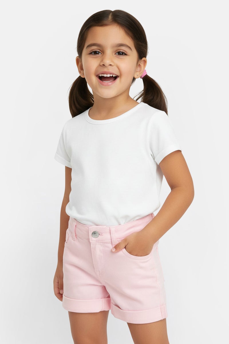 Levi's Toddlers Girl Plain Denim Shorts, Pink - Image 1