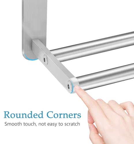 VOTZAAQ Towel Racks for Bathroom 24 in Bath Towel Shelf with Double Towel Bar Stainless Steel Towel Storage for Lavatory Wall Mounted 2Tier Towel Hanger Towel Holder Brushed Nickel - Image 3