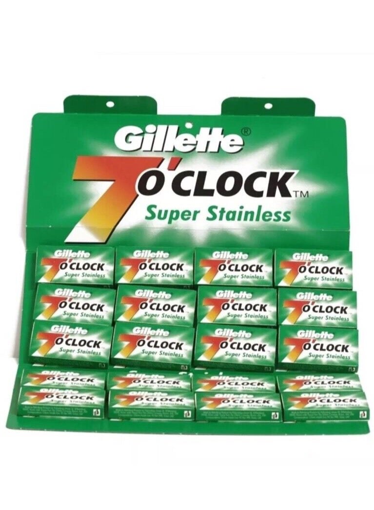 جيليت شفرات حلاقة بحافة مزدوجة من الستانلس ستيل من 7 اوكلوك - 100 شفرة - Image 1