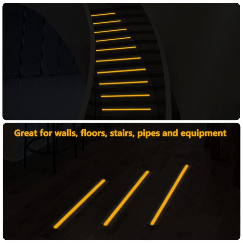 klarako 1 Roll Frosted Warning Tape Non Skid Tape Reflective Tape Ground Warning Tape Practical Safety Warning Tape Night Fluorescent Tape Reflective Warning Tape Floor Anti-Slip Strip PVC - Image 3