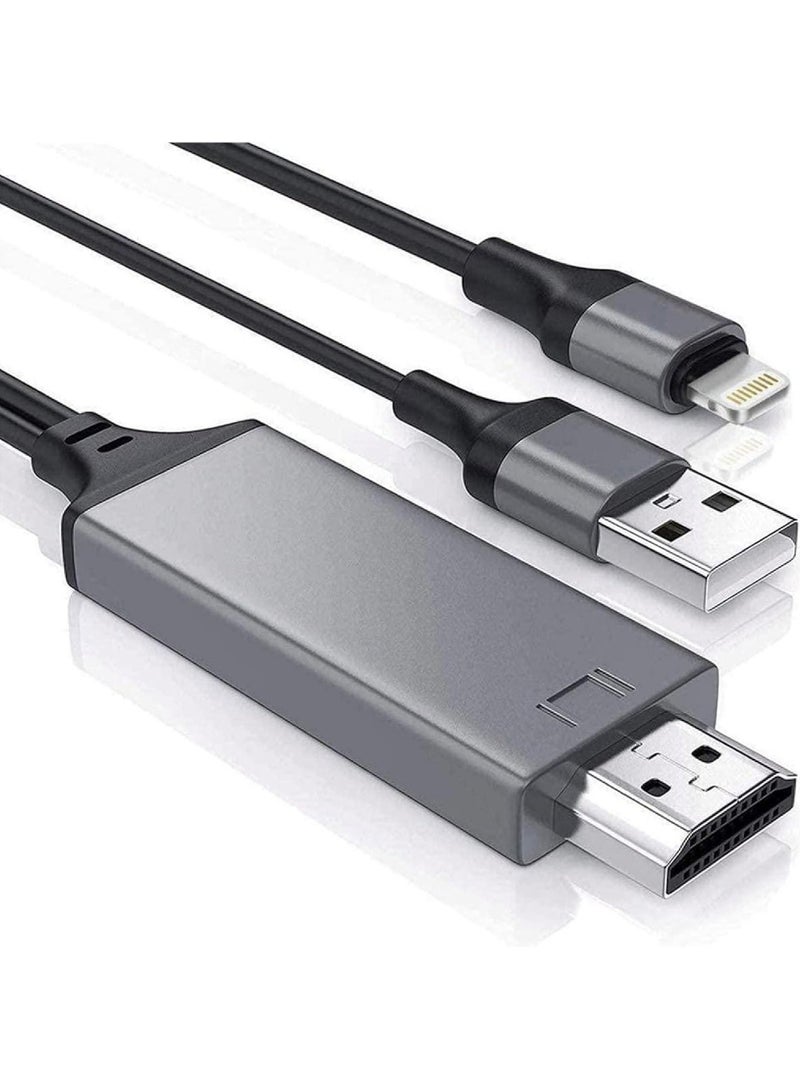 Rock Pow [Apple MFi Certified] Lightning to HDMI Adapter Cable Compatible with iPhone to HDMI 1080P Digital AV Converter for iPhone iPad iPod to TV Cord 6.6FT - Image 2