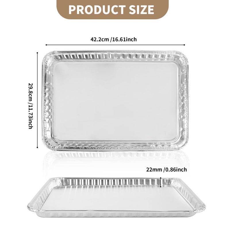 YEUIKERR 24 Pack 16 x 11 inch Aluminum Disposable Cookie Sheets for Baking and Roasting Disposable Aluminum Foil Grilling Pans for Brownie Tins,Cooking Thin, Cakes - Image 2