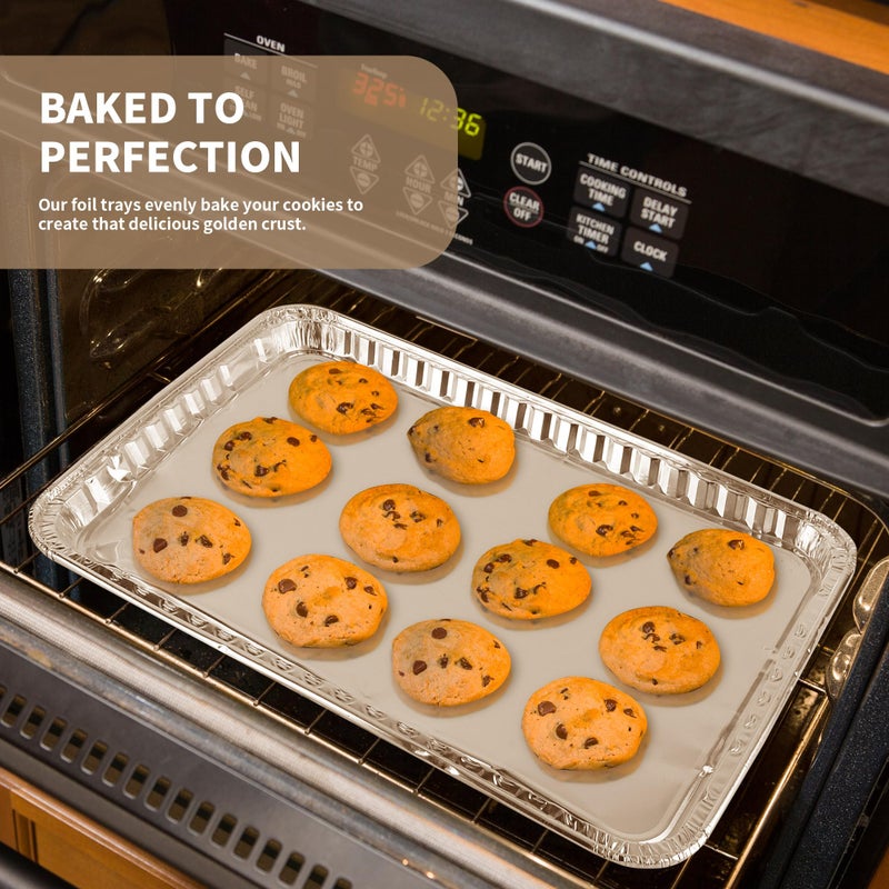 YEUIKERR 24 Pack 16 x 11 inch Aluminum Disposable Cookie Sheets for Baking and Roasting Disposable Aluminum Foil Grilling Pans for Brownie Tins,Cooking Thin, Cakes - Image 4